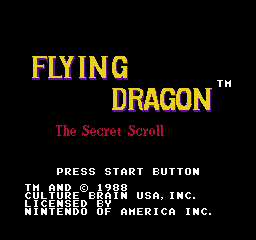 Flying Dragon - The Secret Scroll (USA) Title Screen